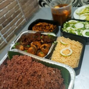 Waakye, Veggies, wele, eggs, Fried fish, spaghetti, waakye stew, Shito